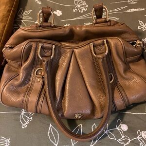 Elegant Brown Leather Handbag Burberry brand